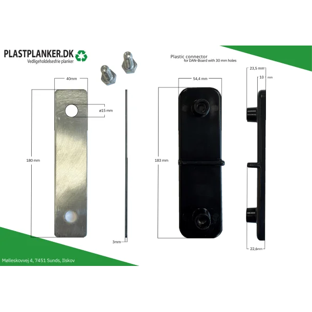 Plast connector til køreplader - Plastplanker -  - køreplade tilbehør