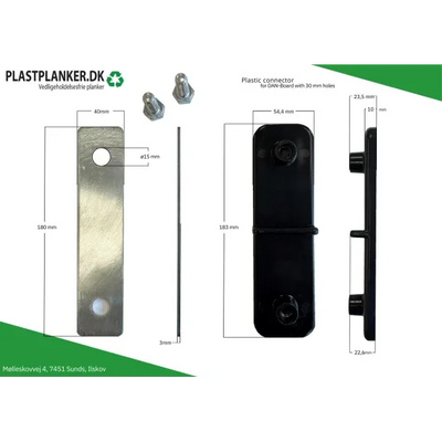 Plast connector til køreplader - Plastplanker -  - køreplade tilbehør