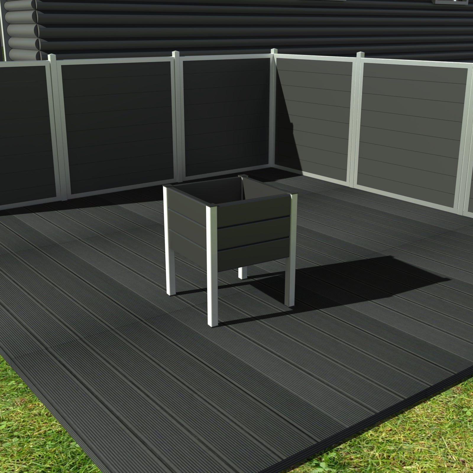 Blomsterkummer - På ben - Med Galv. hjørner - Plastplanker -  - Blomsterkrukke