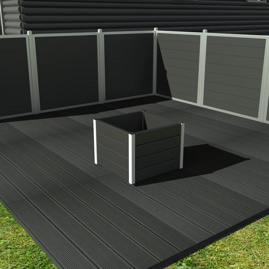 Kvadratiske blomsterkummer - Med hjul - Galv. hjørner - Plastplanker -  - Blomsterkrukke