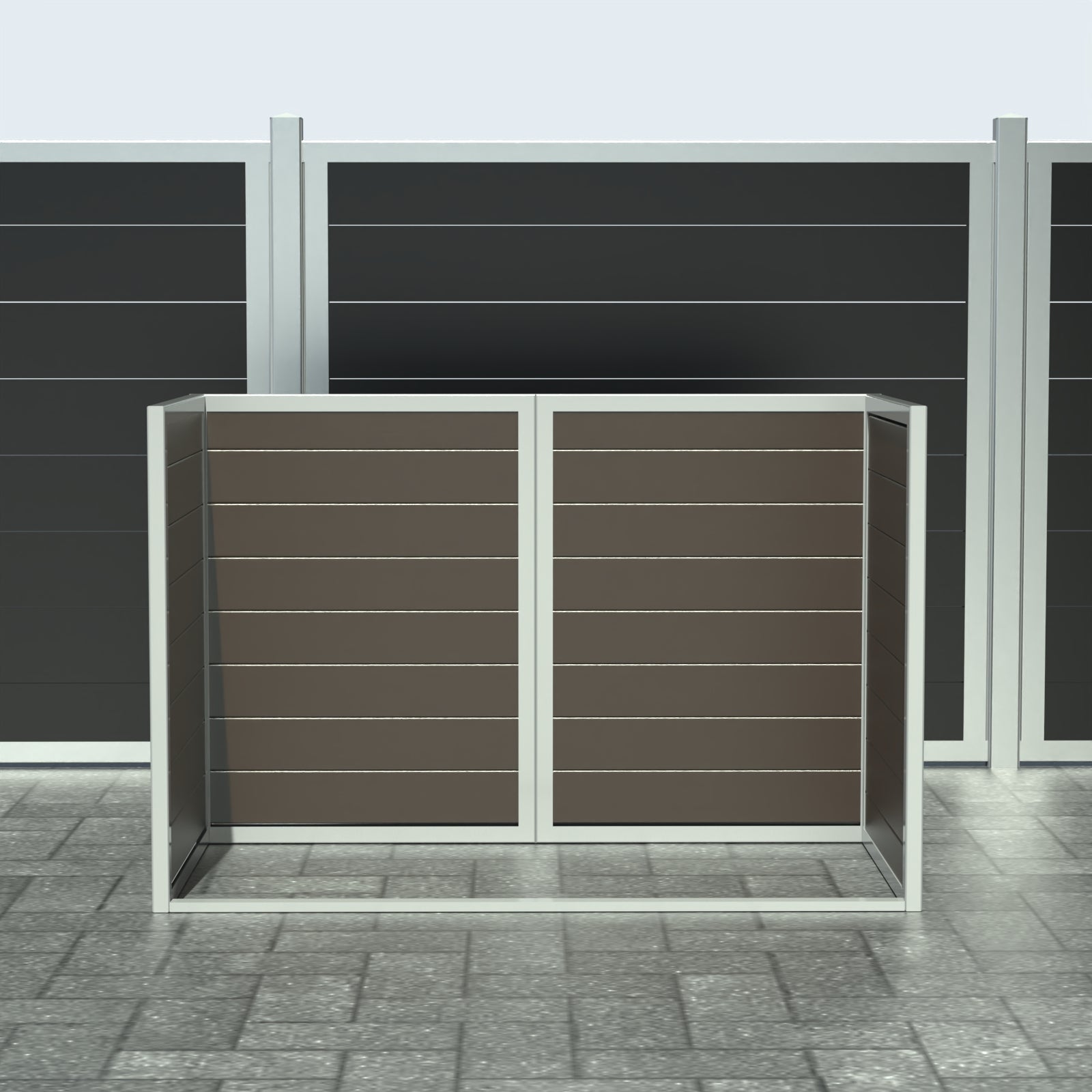 Papperskorgskydd - Dubbel utan dörr - Brun