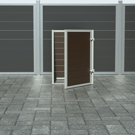 Skraldespandsskjuler - Single med låge - Brun - Plastplanker -  - Skraldespandsskjulere