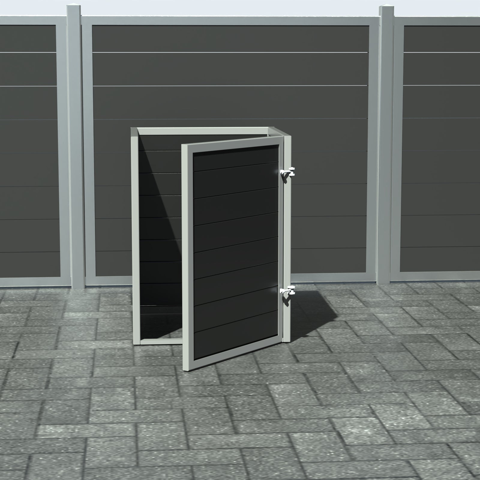 Skraldespandsskjuler - Single med låge - Sort - Plastplanker -  - Skraldespandsskjulere