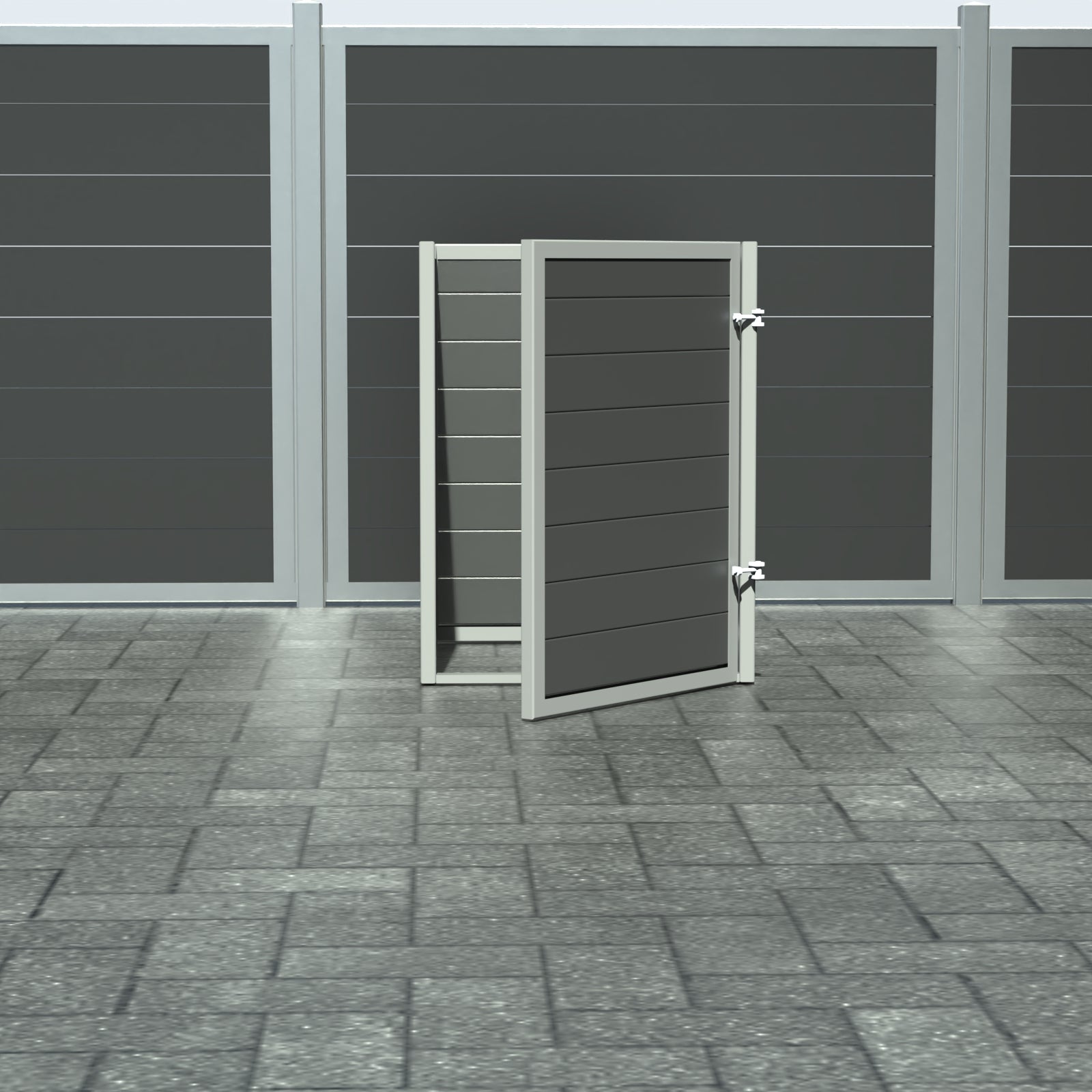 Skraldespandsskjuler - Single med låge - Aske grå - Plastplanker -  - Skraldespandsskjulere