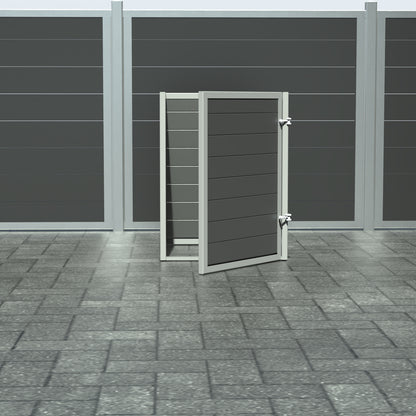 Skraldespandsskjuler - Single med låge - Aske grå - Plastplanker -  - Skraldespandsskjulere