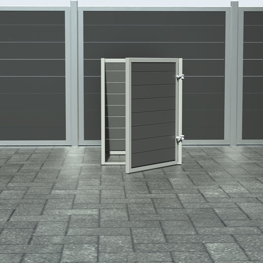 Skraldespandsskjuler - Single med låge - Aske grå - Plastplanker -  - Skraldespandsskjulere