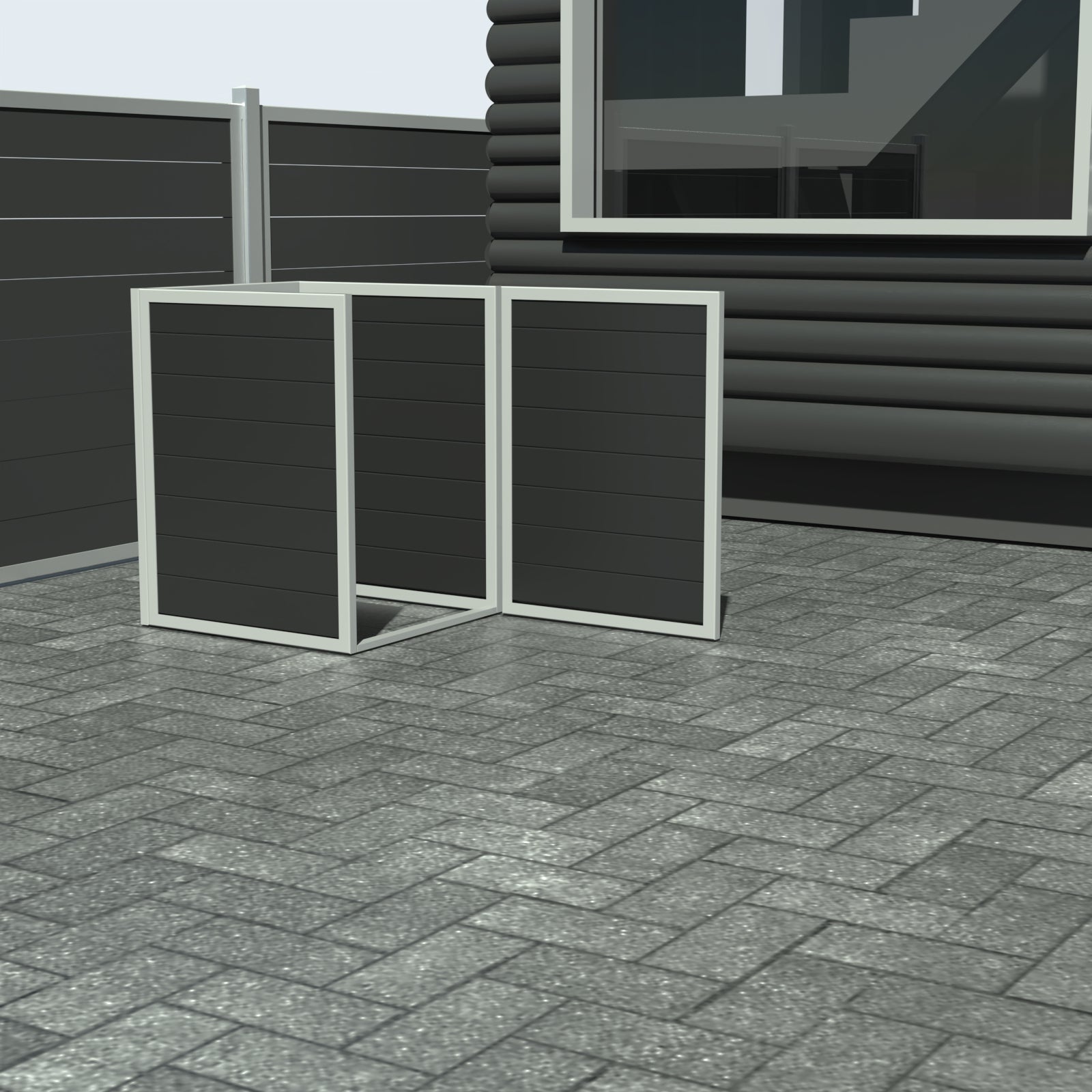 Skraldespandsskjuler - Single med låge - Sort - Plastplanker -  - Skraldespandsskjulere