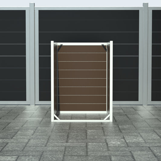 Skraldespandsskjuler - Single uden låge - Brun - Plastplanker -  - Skraldespandsskjulere