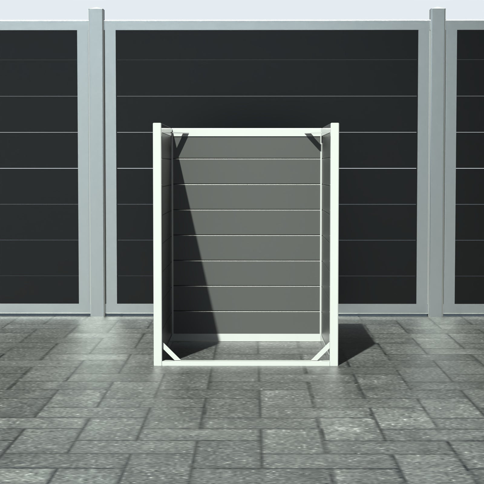 Skraldespandsskjuler - Single uden låge - Aske grå - Plastplanker -  - Skraldespandsskjulere