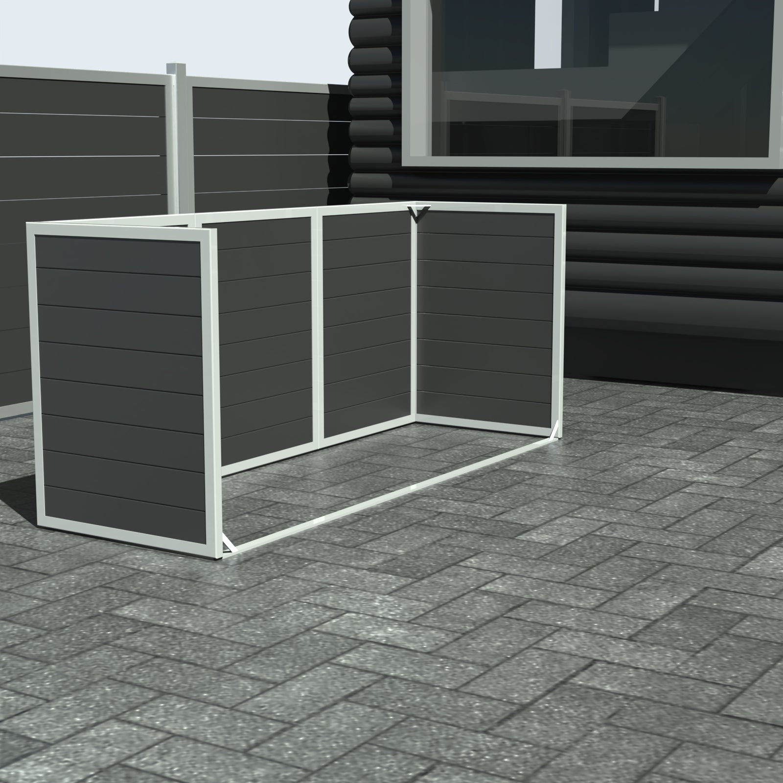 Skraldespandsskjuler - Triple uden låge - Sort - Plastplanker -  - Skraldespandsskjulere