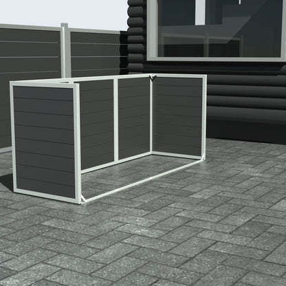 Skraldespandsskjuler - Triple uden låge - Sort - Plastplanker -  - Skraldespandsskjulere