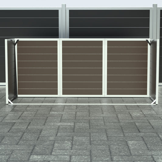 Skraldespandsskjuler - Triple uden låge - Brun - Plastplanker -  - Skraldespandsskjulere