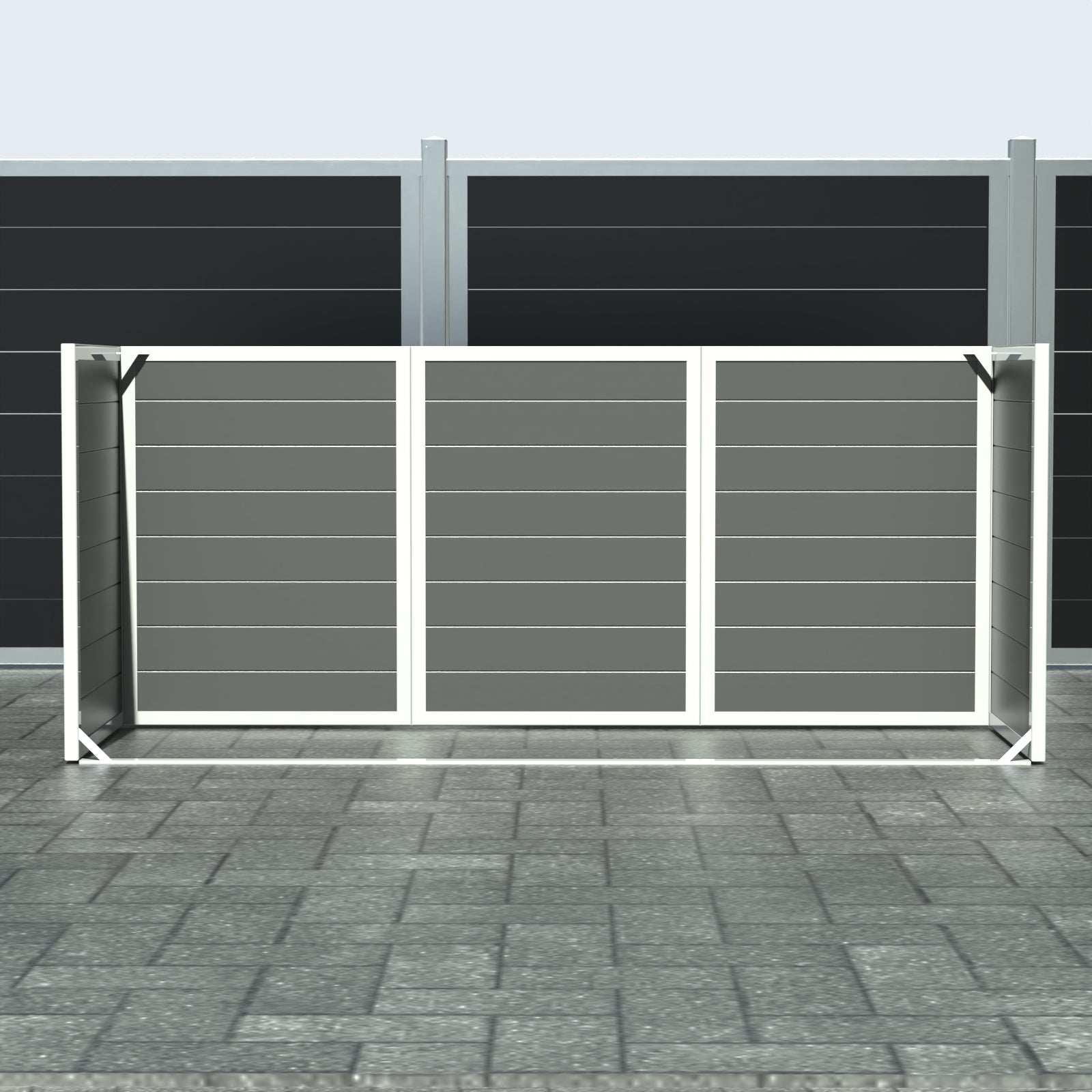 Papperskorgskydd - Trippel utan dörr - Grå