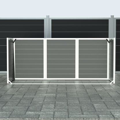 Skraldespandsskjuler - Triple uden låge - Aske grå - Plastplanker -  - Skraldespandsskjulere