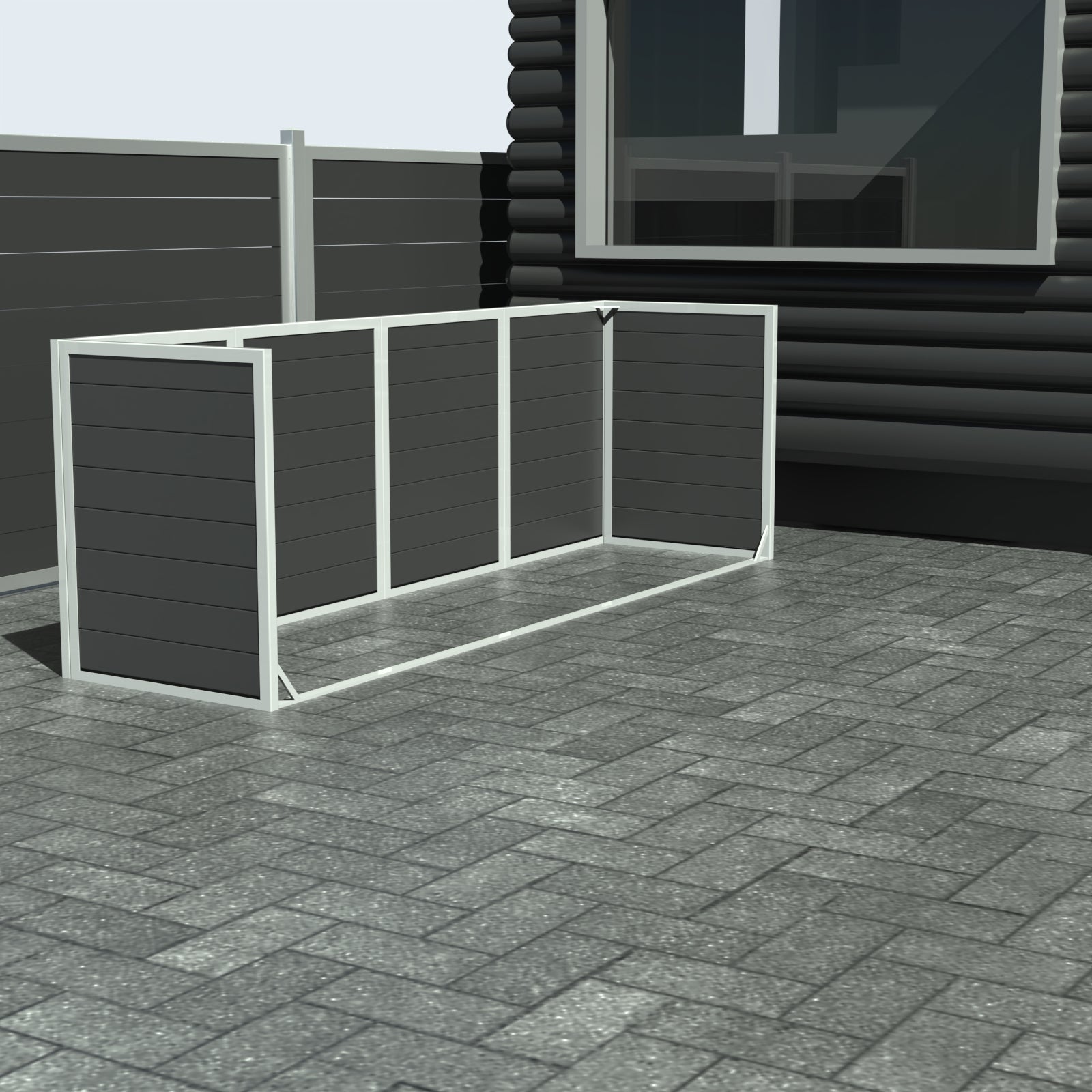 Skraldespandsskjuler - Quatro uden låge - Sort - Plastplanker -  - Skraldespandsskjulere