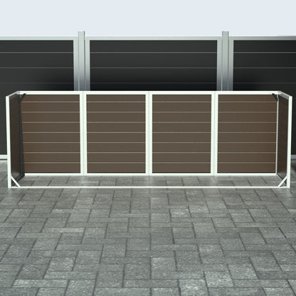 Skraldespandsskjuler - Quatro uden låge - Brun - Plastplanker -  - Skraldespandsskjulere