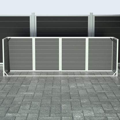 Skraldespandsskjuler - Quatro uden låge - Aske grå - Plastplanker -  - Skraldespandsskjulere