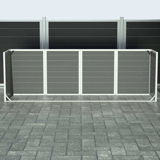 Skraldespandsskjuler - Quatro uden låge - Aske grå - Plastplanker -  - Skraldespandsskjulere