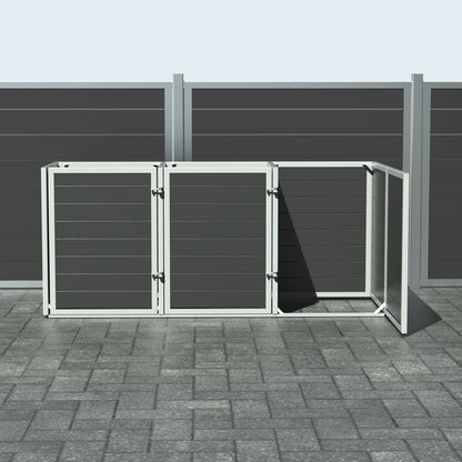 Skraldespandsskjuler - Triple med låge - Sort - Plastplanker -  - Skraldespandsskjulere