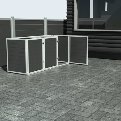 Skraldespandsskjuler - Triple med låge - Sort - Plastplanker -  - Skraldespandsskjulere