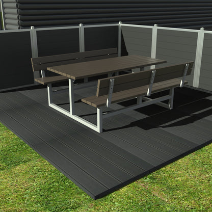 Vedligeholdelsesfrit bord bænkesæt med ryglæn samt genbrugsplastplanker - Plastplanker -  - bord/bænke sæt
