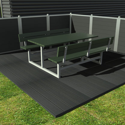 Vedligeholdelsesfrit bord bænkesæt med ryglæn samt genbrugsplastplanker - Plastplanker -  - bord/bænke sæt