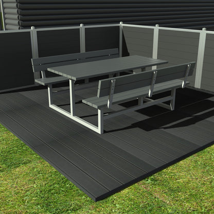 Vedligeholdelsesfrit bord bænkesæt med ryglæn samt genbrugsplastplanker - Plastplanker -  - bord/bænke sæt