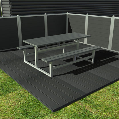 Vedligeholdelsesfrit bord bænkesæt uden ryglæn samt genbrugsplastplanker - Plastplanker -  - bord/bænke sæt