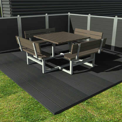 Kvadratisk bord bænkesæt med ryglæn - Vedligeholdelsesfrie genbrugsplastplanker - Plastplanker -  - bord/bænke sæt