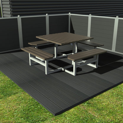 Kvadratisk bord bænkesæt uden ryglæn - Vedligeholdelsesfrie genbrugsplastplanker - Plastplanker -  - bord/bænke sæt