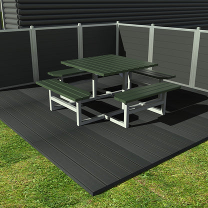 Kvadratisk bord bænkesæt uden ryglæn - Vedligeholdelsesfrie genbrugsplastplanker - Plastplanker -  - bord/bænke sæt
