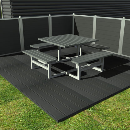 Kvadratisk bord bænkesæt uden ryglæn - Vedligeholdelsesfrie genbrugsplastplanker - Plastplanker -  - bord/bænke sæt