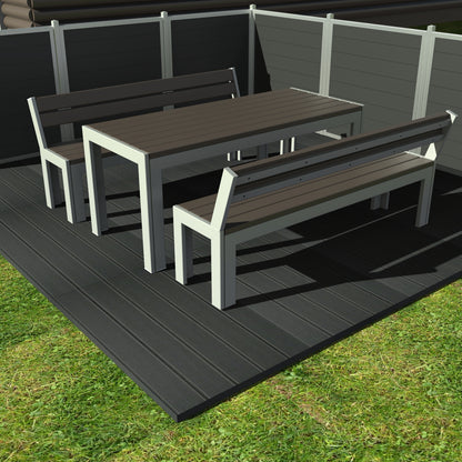 Opal Bord bænkesæt - Med ryglæn - Plastplanker -  - bord/bænke sæt