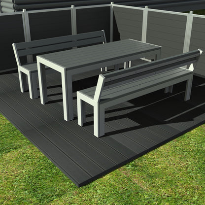 Opal Bord bænkesæt - Med ryglæn - Plastplanker -  - bord/bænke sæt