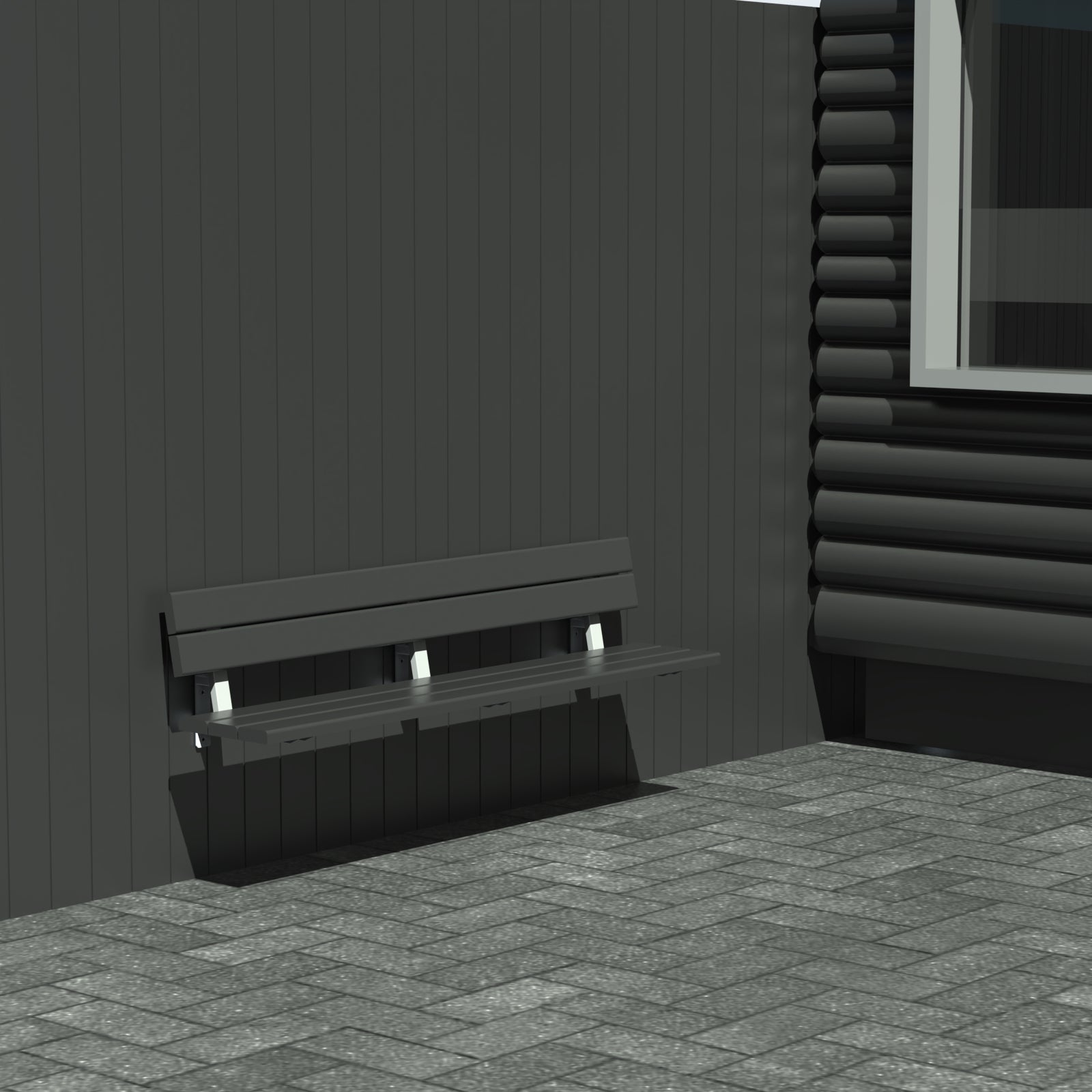 Bänk - Väggmonterad med ryggstöd