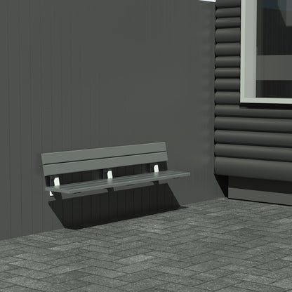 Bænk - Væghængt med ryglæn - Plastplanker -  - Bænke