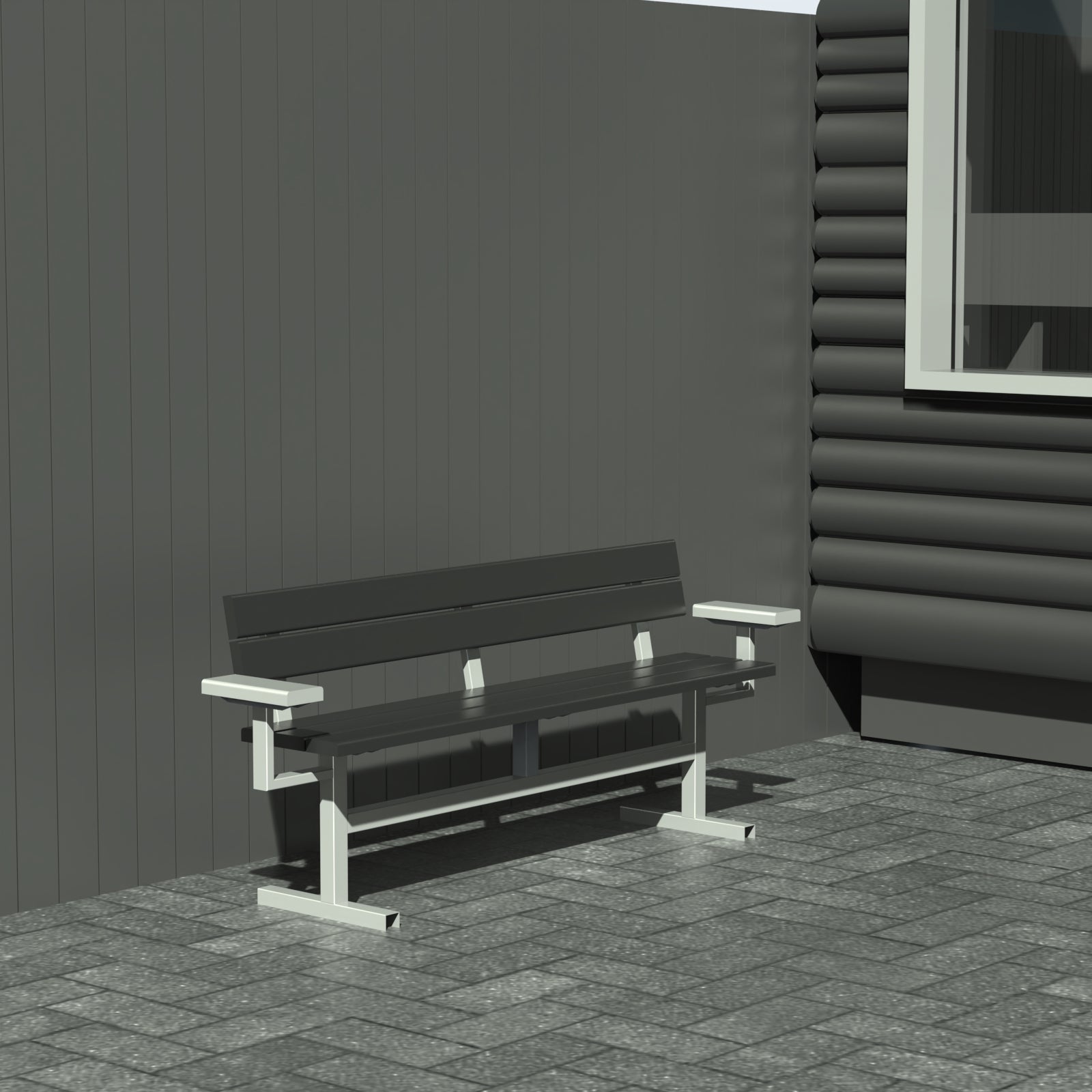 Bænk - Med ryglæn og armlæn - Plastplanker -  - Bænke