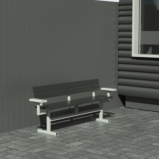 Bænk - Med ryglæn og armlæn - Plastplanker -  - Bænke