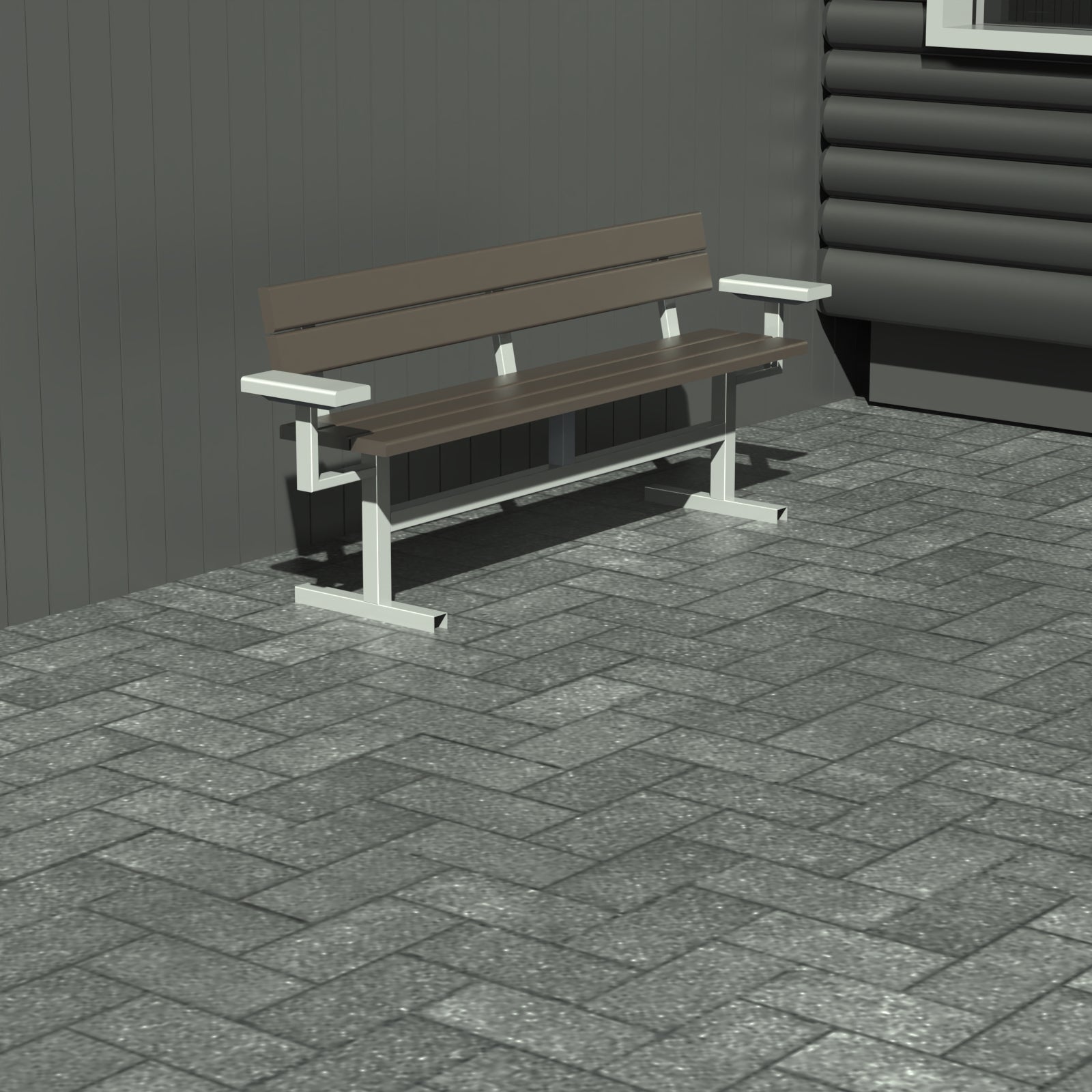 Bænk - Med ryglæn og armlæn - Plastplanker -  - Bænke