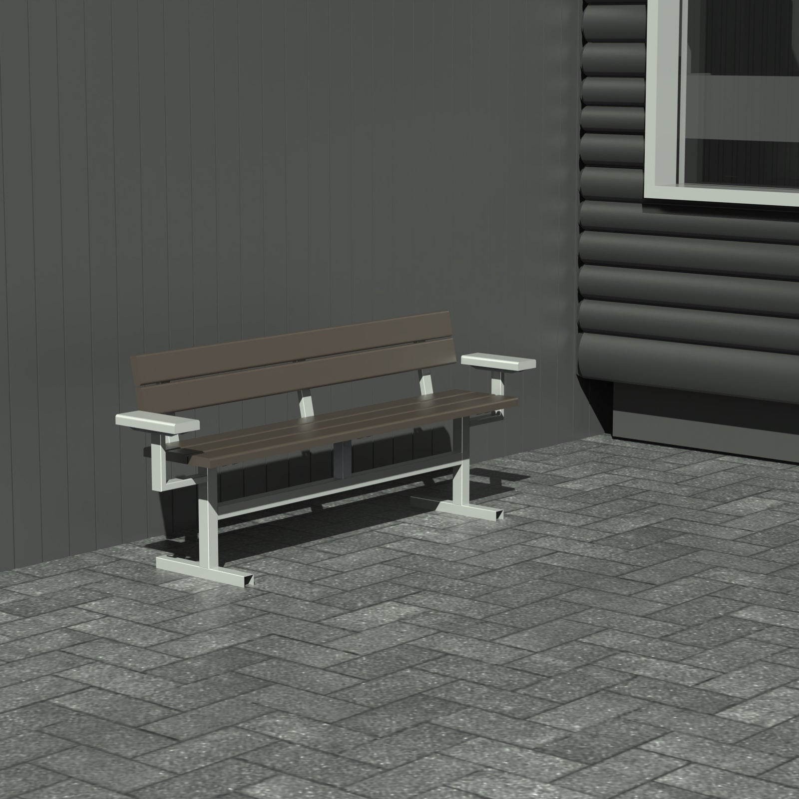 Bænk - Med ryglæn og armlæn - Plastplanker -  - Bænke