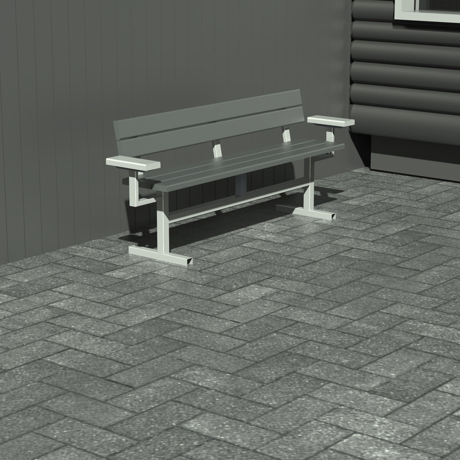 Bænk - Med ryglæn og armlæn - Plastplanker -  - Bænke