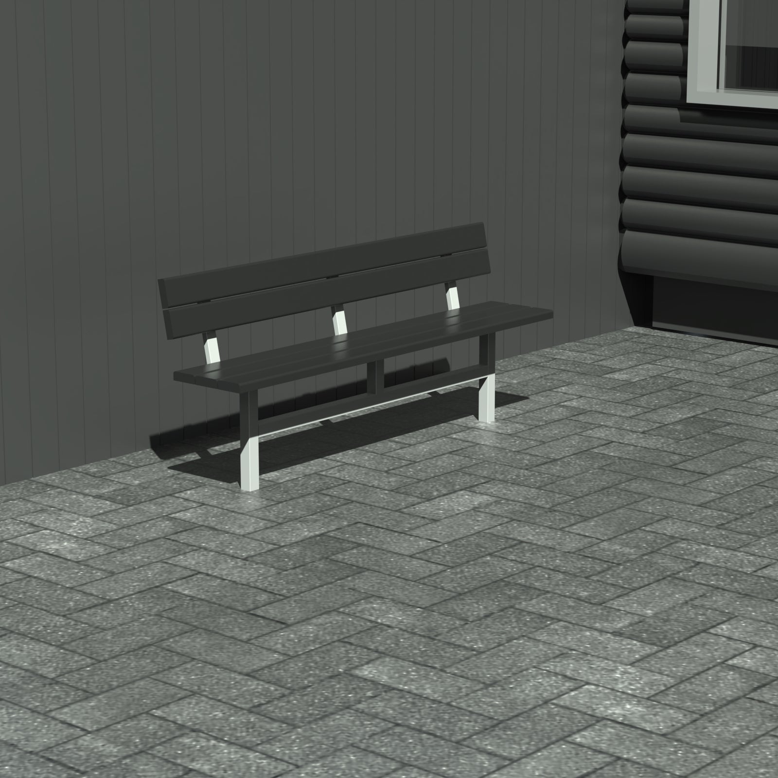 Bænk til nedstøbning - Med ryglæn - Plastplanker -  - Bænke