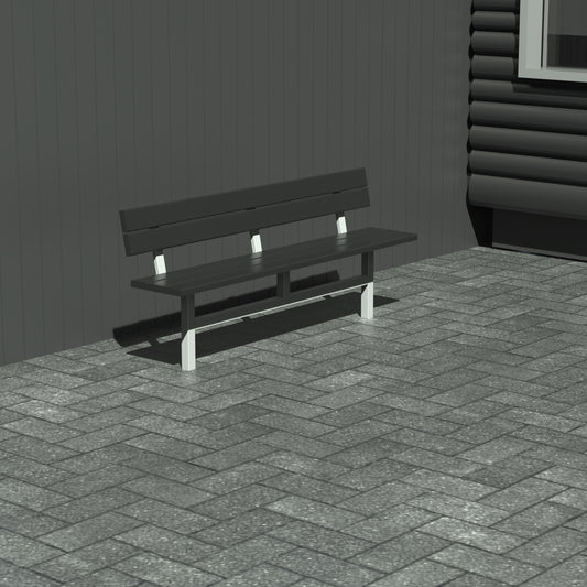 Bænk til nedstøbning - Med ryglæn - Plastplanker -  - Bænke