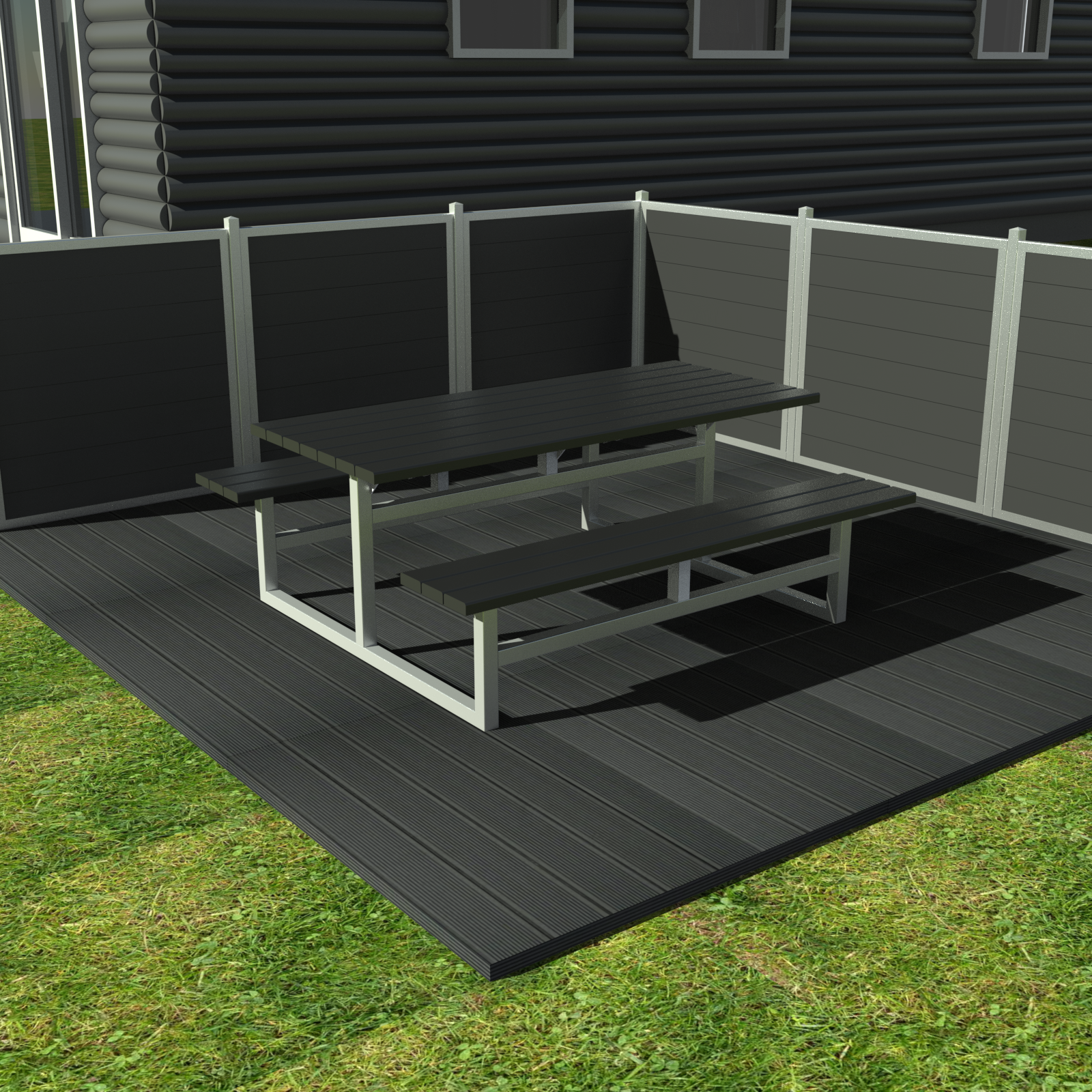 Vedligeholdelsesfrit bord bænkesæt uden ryglæn samt genbrugsplastplanker - Plastplanker -  - bord/bænke sæt