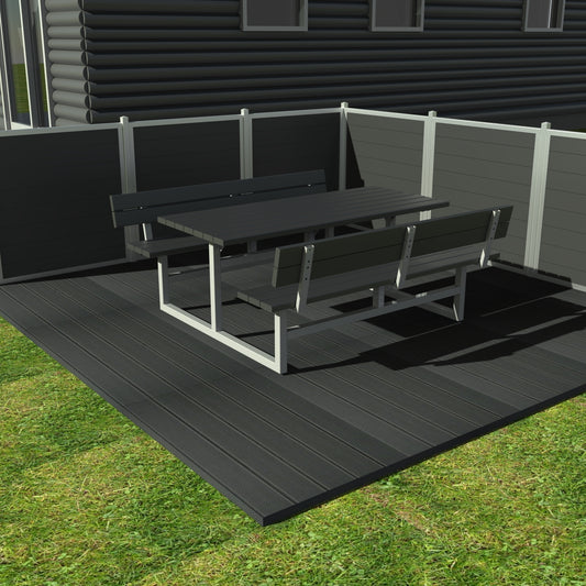 Vedligeholdelsesfrit bord bænkesæt med ryglæn samt genbrugsplastplanker - Plastplanker -  - bord/bænke sæt