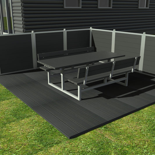 Vedligeholdelsesfrit bord bænkesæt med ryglæn samt genbrugsplastplanker (Handicapvenligt) - Plastplanker -  - bord/bænke sæt