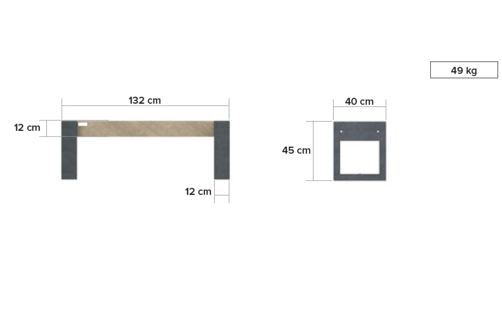 Bænk - Canvas 120 - Plastplanker -  - Bænke