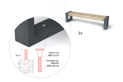 Bænk - Canvas 180 - Uden ryglæn
