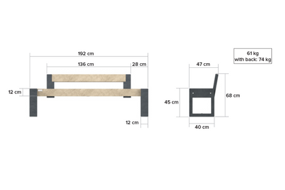 Bænk - Canvas 180 - Uden ryglæn