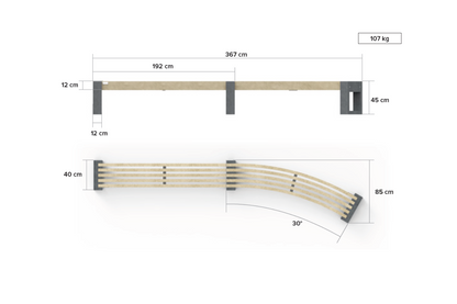 Bænk - Canvas Curved - Højre-bøjet